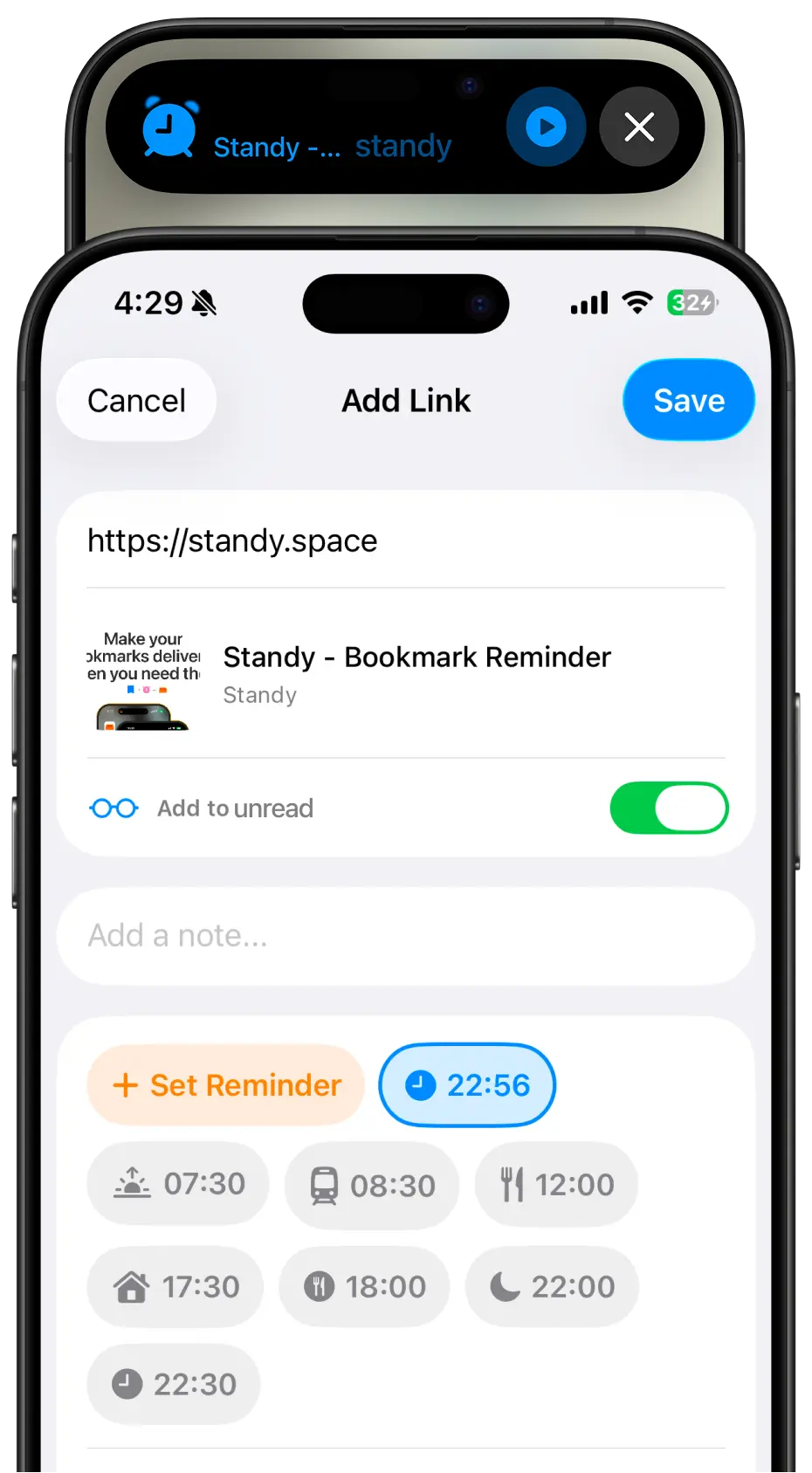 Reminder Setup Screenshot